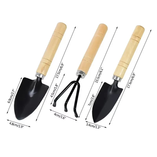 Mini Garden Tool Set (3 Pieces) for Indoor and Outdoor Plant Care, Ideal for Cacti, Vegetables, and Small Flower Pots